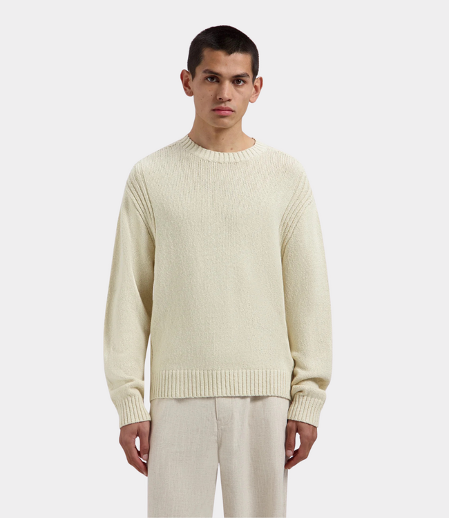 Olaf Gebreide crewneck offwhite – heren trui van katoen met comfortabele pasvorm