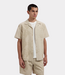Olaf Embroidered flower short sleeve shirt cement – lightweight men’s shirt with relaxed fit