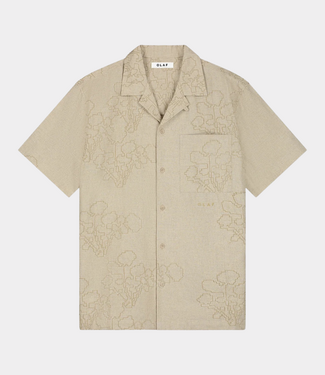 Olaf Embroidered flower ss shirts cement