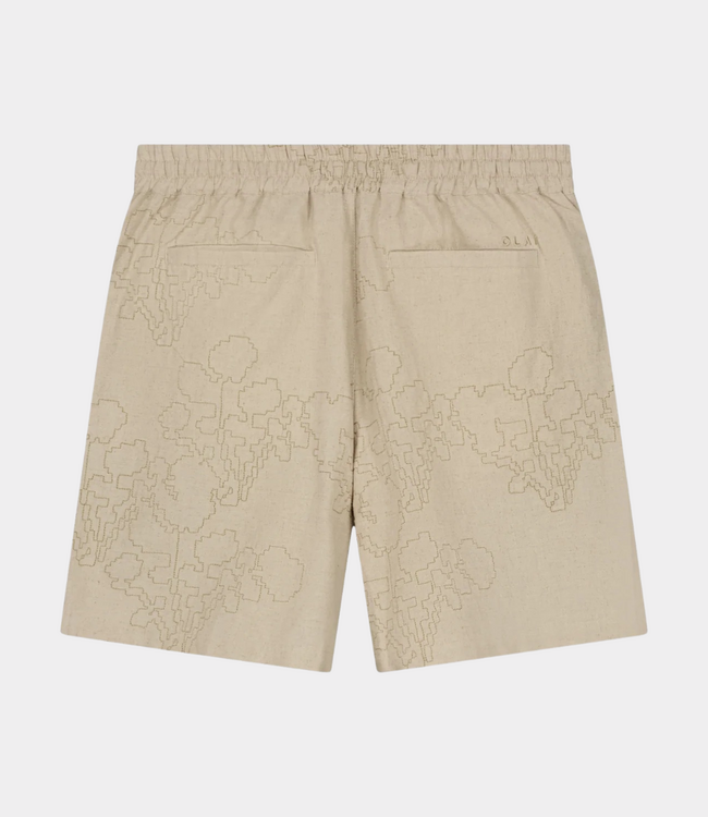 Olaf Embroidered flower shorts cement – lightweight men’s shorts with relaxed fit