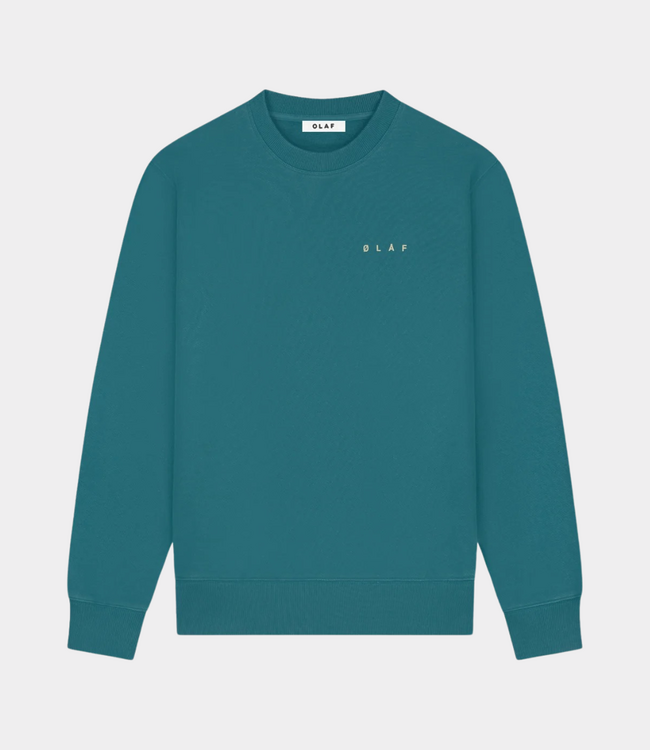 Olaf Heren sweater blauwgroen – casual crewneck met zachte stof en comfortabele pasvorm