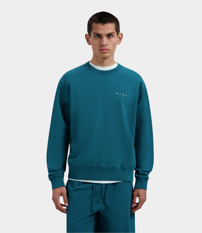 Olaf Men’s teal sweater – casual crewneck with a soft feel and comfortable fit
