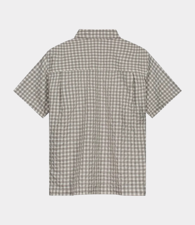Olaf Heren boxy shirt grijs melange – casual short sleeve blouse met comfortabele pasvorm