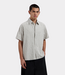 Olaf Men’s boxy shirt grey melange – casual short sleeve blouse with a comfortable fit