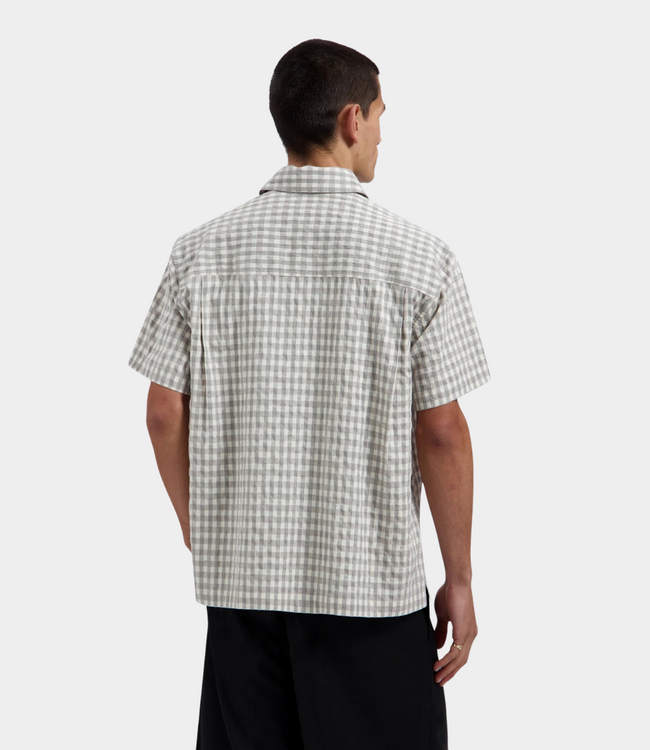 Olaf Men’s boxy shirt grey melange – casual short sleeve blouse with a comfortable fit