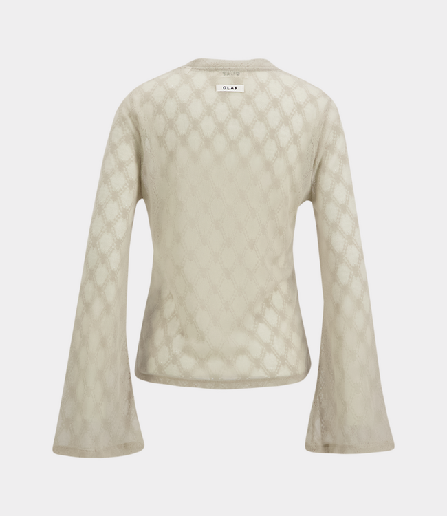 Olaf wide sleeve semi-sheer top cement