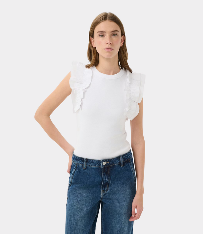 Karen By Simonsen Odakb tank bright white – comfortable women's tank top with minimalist design and fitted silhouette