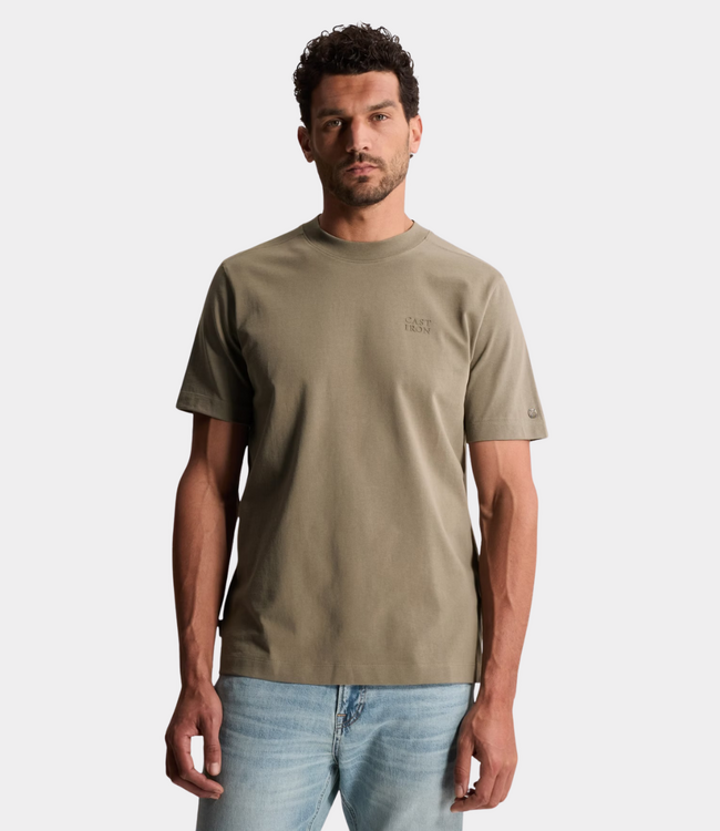 Cast Iron R neck tee s/s regular fit vetiver – comfortabel heren T-shirt met regular fit en moderne minimalistische uitstraling