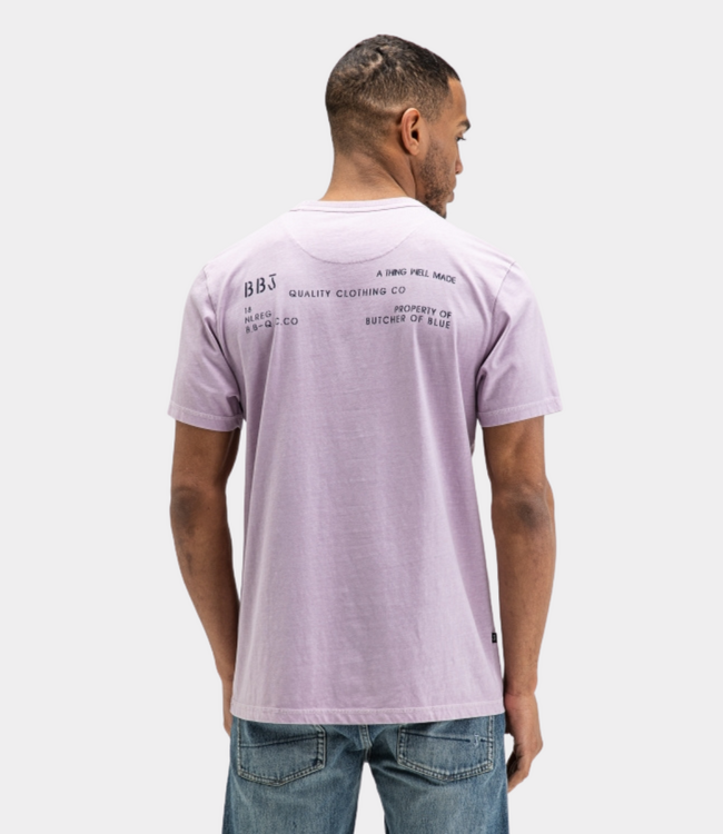 Butcher of Blue Classic bb hook tee lt. violet purple – comfortabel heren T-shirt met moderne casual uitstraling en subtiel logo design