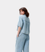 Catwalk Junkie Short sleeve denim blouse light blue – luchtige dames denim blouse met korte mouwen en moderne casual pasvorm