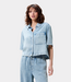 Catwalk Junkie Short sleeve denim blouse light blue – luchtige dames denim blouse met korte mouwen en moderne casual pasvorm