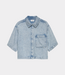Catwalk Junkie Short sleeve denim blouse light blue – luchtige dames denim blouse met korte mouwen en moderne casual pasvorm