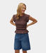 MbyM Venlora-M Amya top brown lilac – stijlvolle dames top met aangesloten pasvorm en moderne minimalistische uitstraling