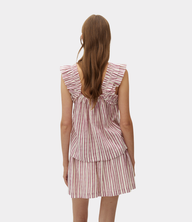 MbyM Solaya-M Even stripe blouse thin red stripe – luchtige dames blouse met subtiele strepen en moderne casual pasvorm