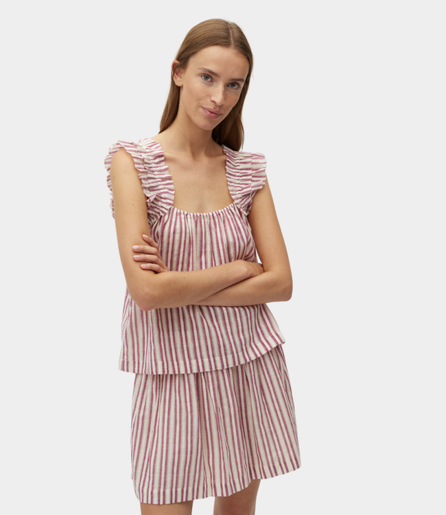 MbyM Solaya-M Even stripe blouse thin red stripe – luchtige dames blouse met subtiele strepen en moderne casual pasvorm
