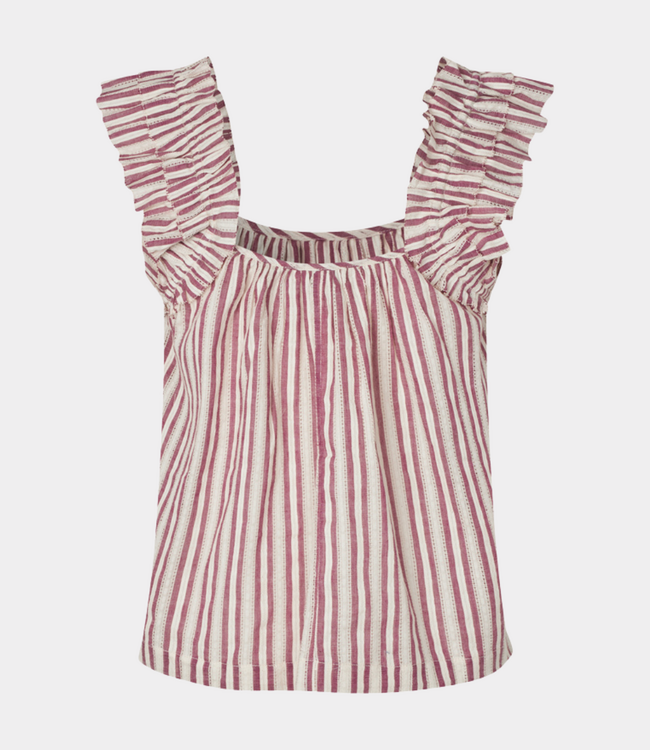 MbyM Solaya-M Even stripe blouse thin red stripe – luchtige dames blouse met subtiele strepen en moderne casual pasvorm
