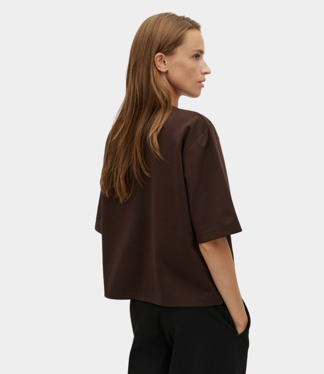 MbyM Emrys-M Betsy T-shirt java – comfortabel dames T-shirt met minimalistische uitstraling en moderne casual pasvorm