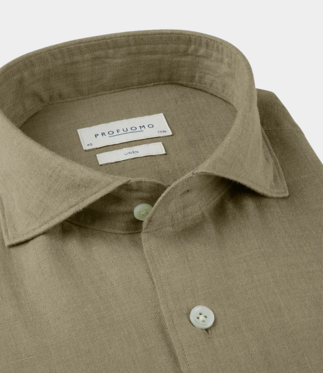 Profuomo Shirt cutaway sf m.green – stijlvol heren overhemd met cutaway kraag en moderne comfortabele pasvorm