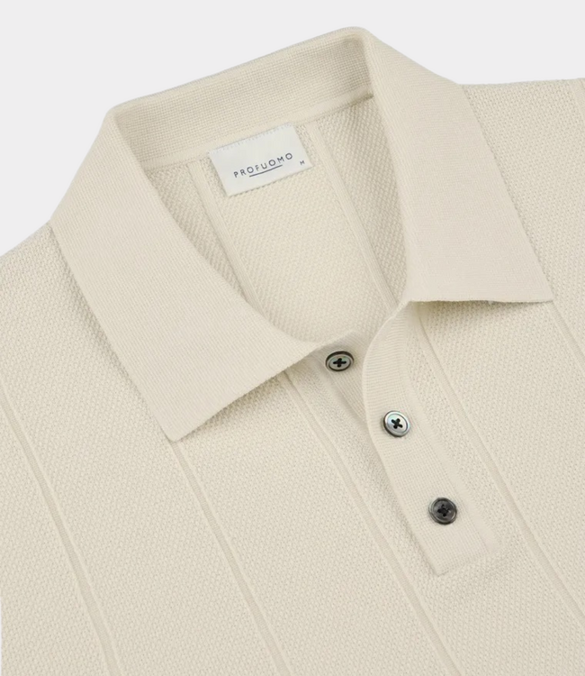 Profuomo Polo ss off white – stijlvolle heren polo met minimalistische uitstraling en moderne comfortabele pasvorm