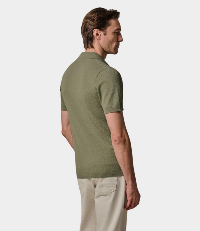 Profuomo Polo open collar ss m green – stijlvolle heren polo met open kraag en moderne comfortabele pasvorm