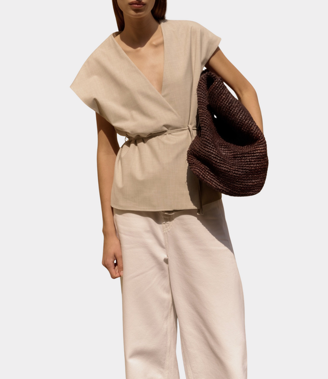 Club L'avenir Acay'CL gilet sand melee – stijlvol dames gilet met moderne tailoring en comfortabele minimalistische uitstraling