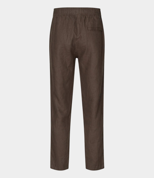 Samsoe Samsoe Sajabari X trousers turkish coffee – stijlvolle heren broek van linnen met relaxed fit en moderne minimalistische uitstraling