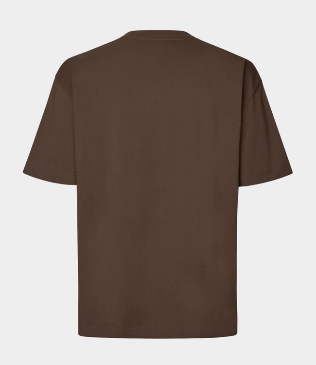 Samsoe Samsoe Joel T-shirt turkish coffee – modern heren T-shirt van biologisch katoen met loose fit en minimalistische uitstraling