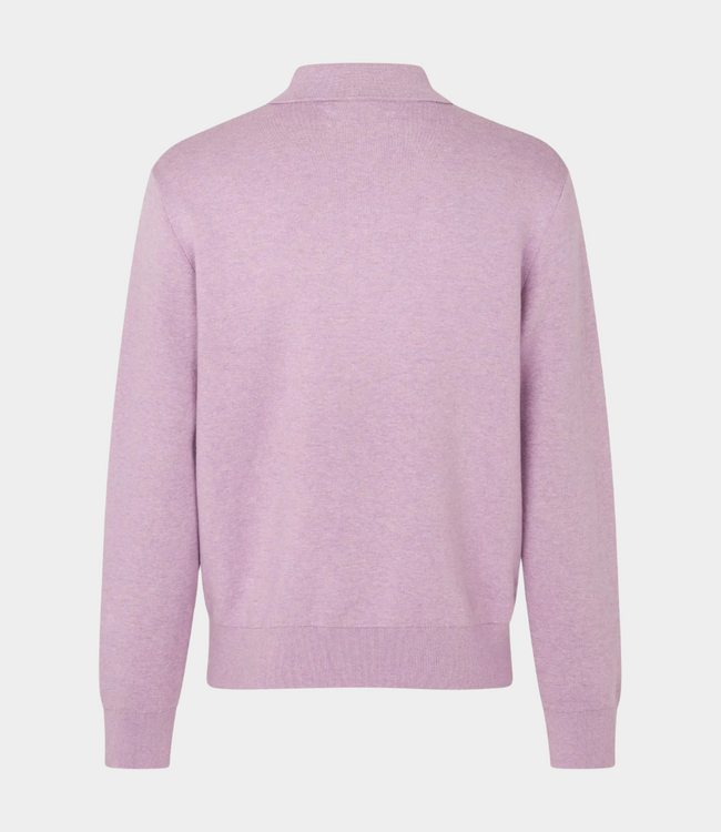 Samsoe Samsoe Sanino polo regal orchid mel. – stijlvolle heren polo knit met loose fit en moderne Scandinavische uitstraling