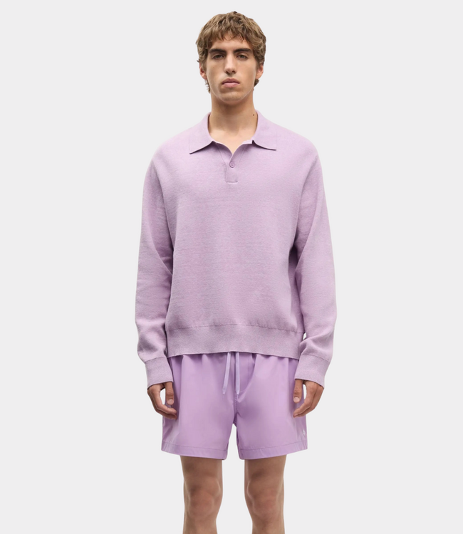 Samsoe Samsoe Sanino polo regal orchid mel. – stijlvolle heren polo knit met loose fit en moderne Scandinavische uitstraling