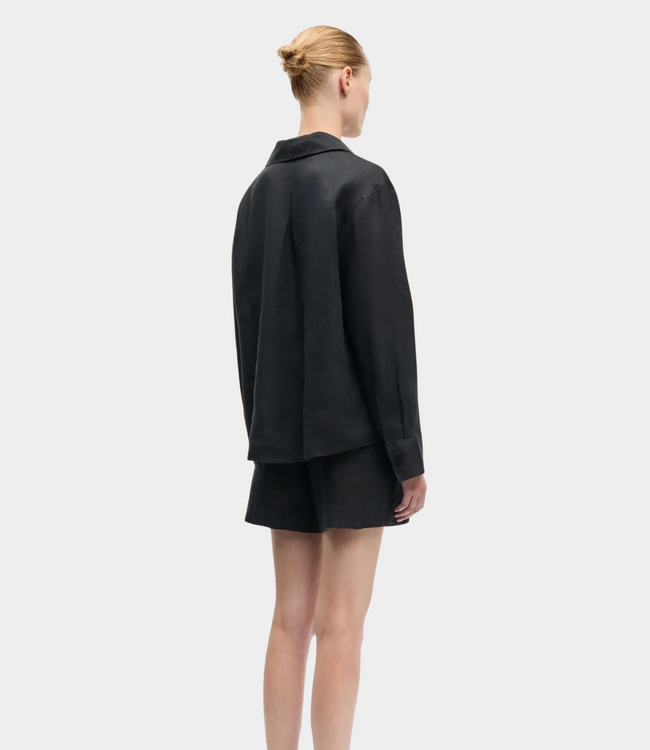 Samsoe Samsoe Saiben shirt black – elegant women’s linen shirt with relaxed fit and modern minimalist design