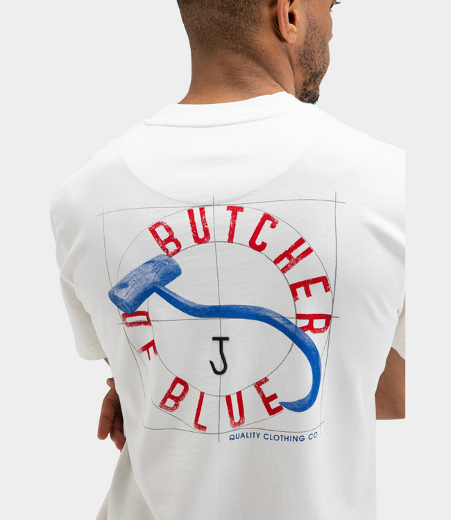 Butcher of Blue Vintage hook loose tee titan white – oversized heren T-shirt met vintage graphic artwork en moderne streetwear uitstraling