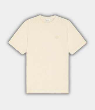 Les Deux knitted check t-shirt eggnog white
