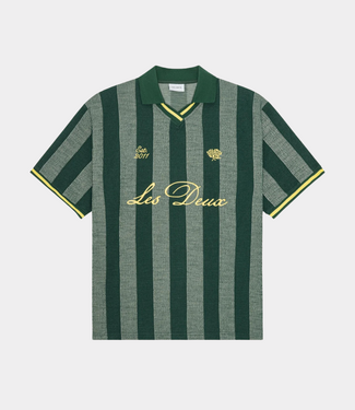 Les Deux Stripe jacquard football jersey tee pine green