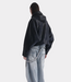 Krakatau QW570 jacket dark night – oversized dames field jacket met crinkle nylon, verborgen capuchon en moderne technical uitstraling