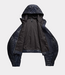 Krakatau QW570 jacket dark night – oversized dames field jacket met crinkle nylon, verborgen capuchon en moderne technical uitstraling