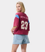 Catwalk Junkie Football graphic T-shirt cranberry juice – oversized dames T-shirt met vintage football artwork en moderne streetwear uitstraling