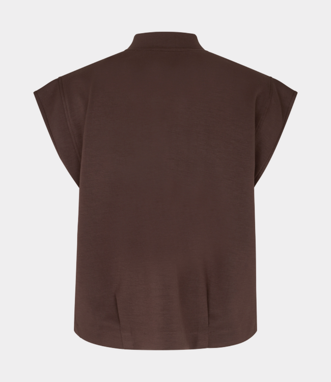 MbyM Marisel-m hope blazer warm brown – minimalistische dames blazer met mouwloos silhouet en moderne Scandinavische uitstraling