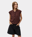 MbyM Marisel-m hope blazer warm brown – minimalistische dames blazer met mouwloos silhouet en moderne Scandinavische uitstraling