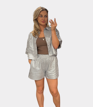 Alix the Label Foil cropped blouse light grey
