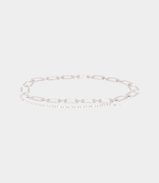 Gestuz GZchannie chain belt silver – elegante dames kettingriem van staal met rechthoekige schakels en moderne Scandinavische uitstraling