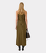 Gestuz GZcerina SL dress military olive – elegante maxi jurk met gedrapeerde halslijn, mouwloos design en moderne Scandinavische uitstraling
