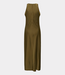 Gestuz GZcerina SL dress military olive – elegant maxi dress with draped neckline, sleeveless design and modern Scandinavian aesthetic