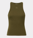 Gestuz GZdrew logo tank 2.0 military olive – aansluitende dames tanktop van geribd katoen met geborduurd logo en Scandinavische minimalistische uitstraling