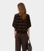 Gestuz GZtaia SS polo pullover molé/black/military olive – gestreepte dames polo knit met relaxed fit, korte mouwen en moderne Scandinavische uitstraling