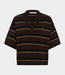 Gestuz GZtaia SS polo pullover molé/black/military olive – gestreepte dames polo knit met relaxed fit, korte mouwen en moderne Scandinavische uitstraling
