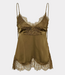 Gestuz GZlalou top military olive – elegant lace camisole with adjustable spaghetti straps and Scandinavian sophistication