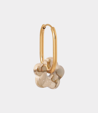 Label Kiki Oval flower brown hoop gold