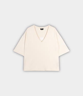 Alix the Label Scuba v neck top cream