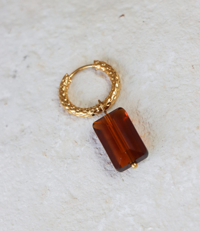 Label Kiki Label Kiki Shiny brown hoop gold KSH3401-GOLD