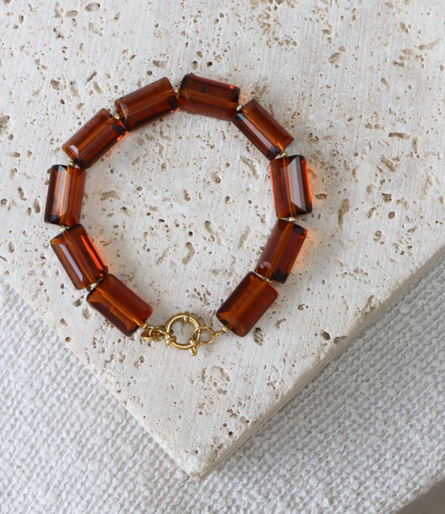 Label Kiki Label Kiki Shiny brown bracelet gold KEX471-GOLD